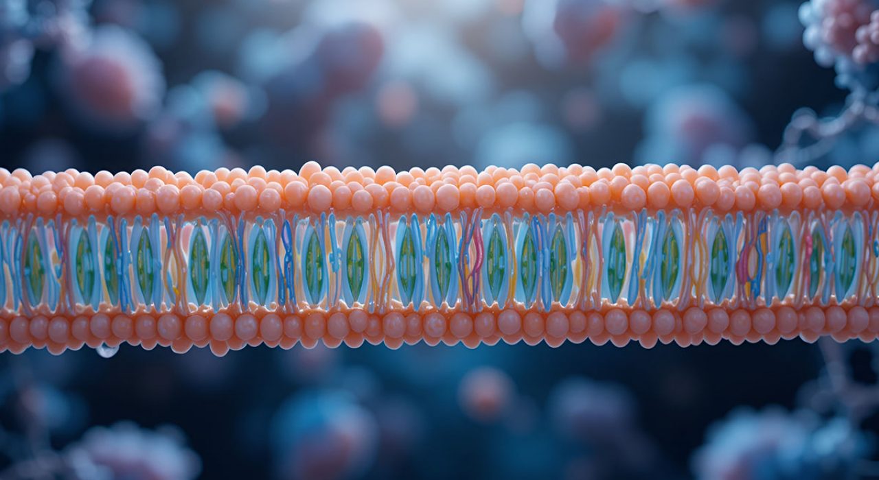 A close-up illustration of a human cell membrane