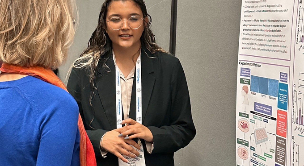 Angelica Ramos presents her research at the 2024 Annual Biomedical Research Conference for Minoritized Scientists.