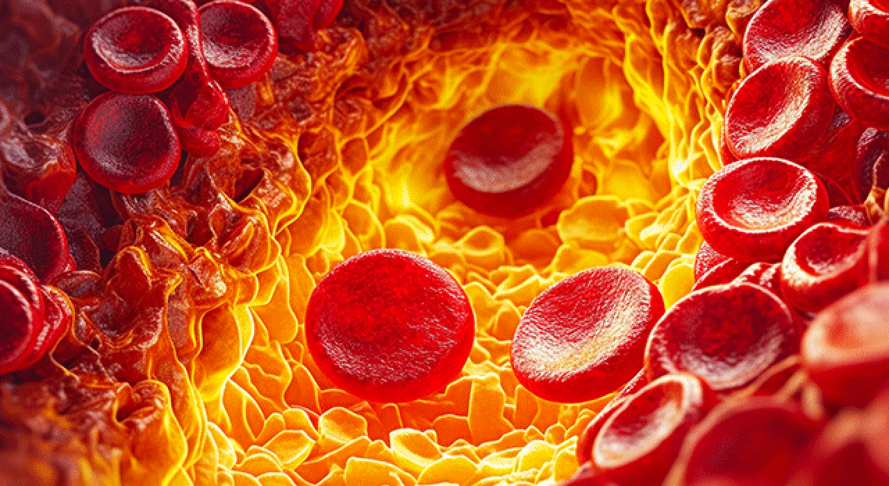 A image of cholesterol plaques inside an artery.