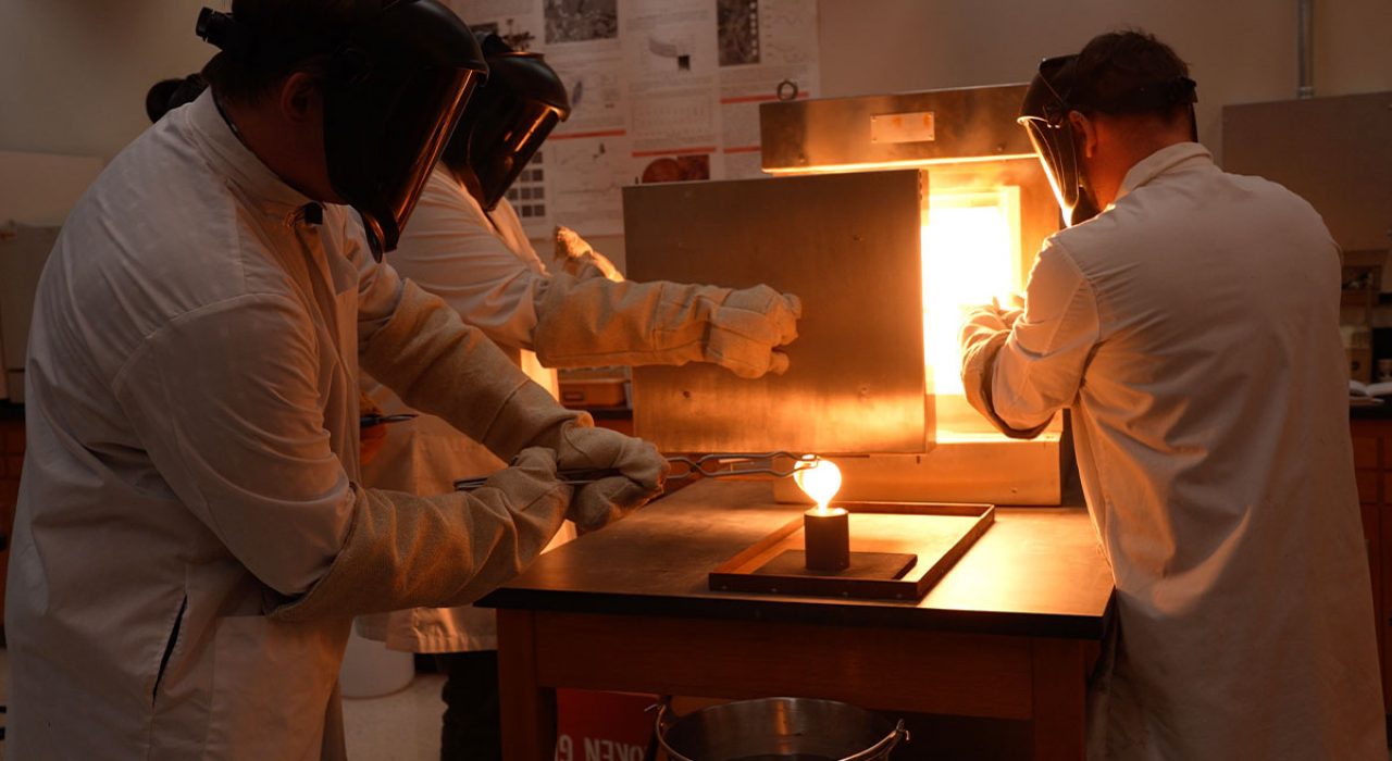 Students in the HAMsTER Lab melt rocks to produce lava, a task that helps them survey the vast landscapes of the universe.