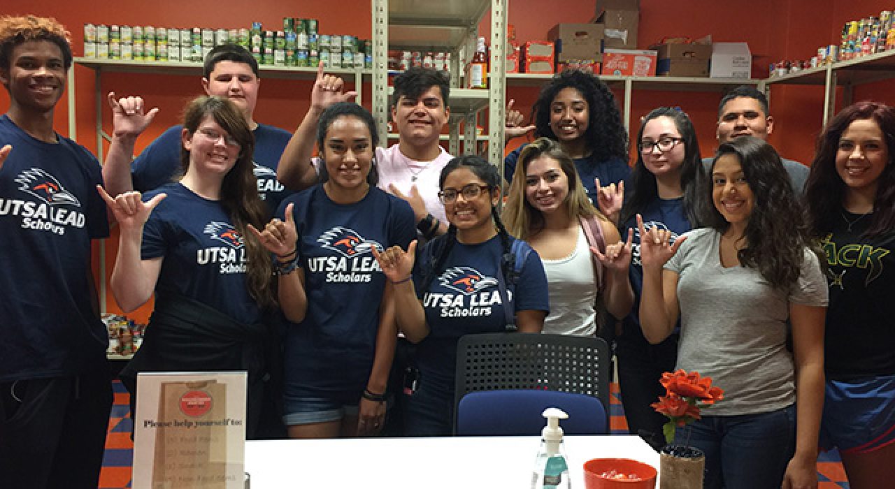 The first cohort of Project LEAD students volunteered this summer at the UTSA Roadrunner Pantry.