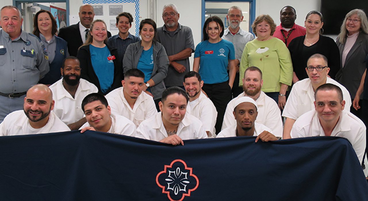 UTSA's Philosophy and Literature Circle is an experiential learning program that allows students to participate in philosophical discussion with incarcerated individuals. This photo is from a May 11 celebration of the program that included participants