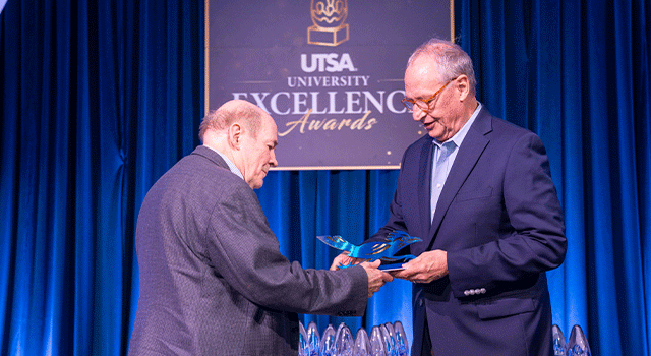 Dr. Neal Guentzel is honored for 55 years of service with UTSA.