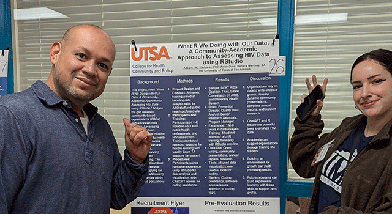 UTSA’s AJ Delgado and Rebeca Martinez are analyzing data to address health disparities.