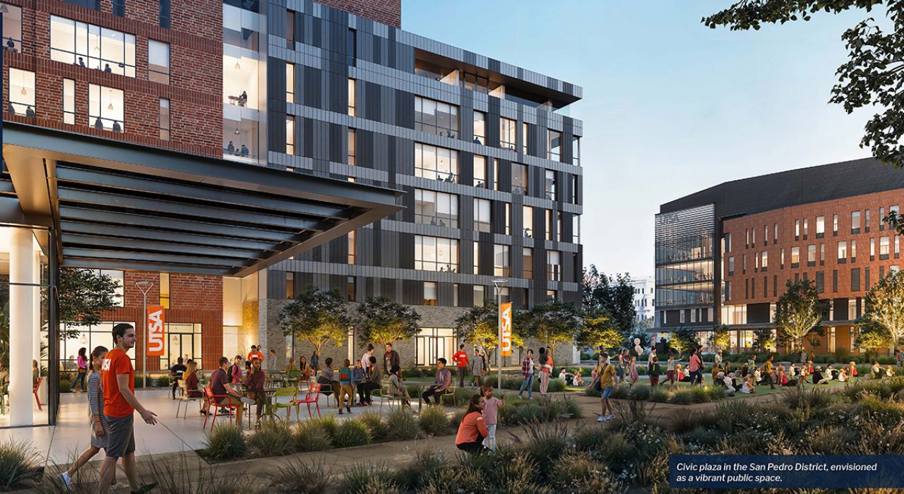 district planning rendering civic plaza in the san pedro district