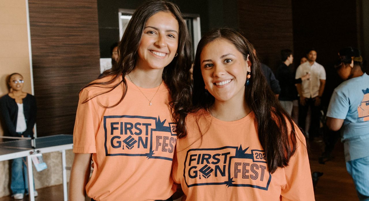 two women wearing first-gen t-shirts