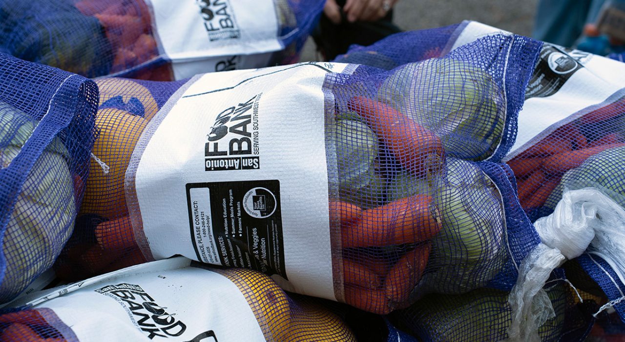 bags of fresh produce from the food bank