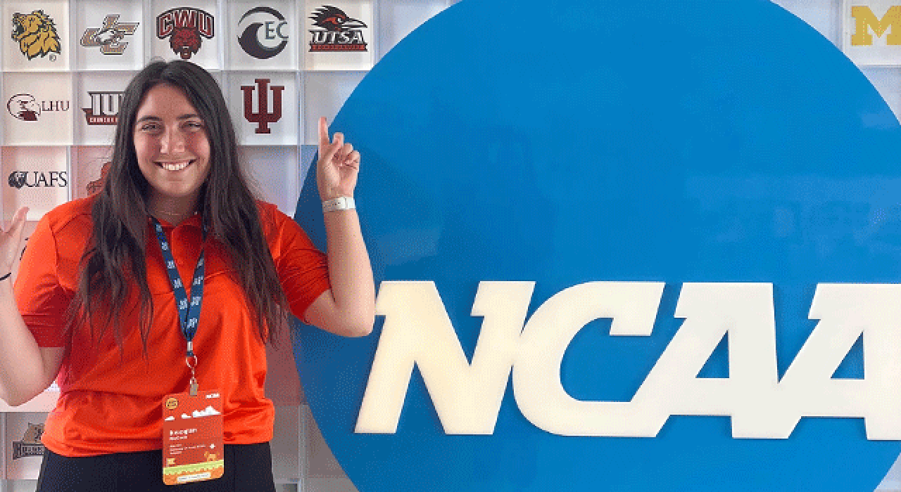 Keegan McCain went from playing for UTSA Tennis to being a leader who is helping fellow student-athletes achieve their goals. This photo was taken when she attended the NCAA’s 2022 Career in Sports Forum at the organization's national office in Indianapolis.