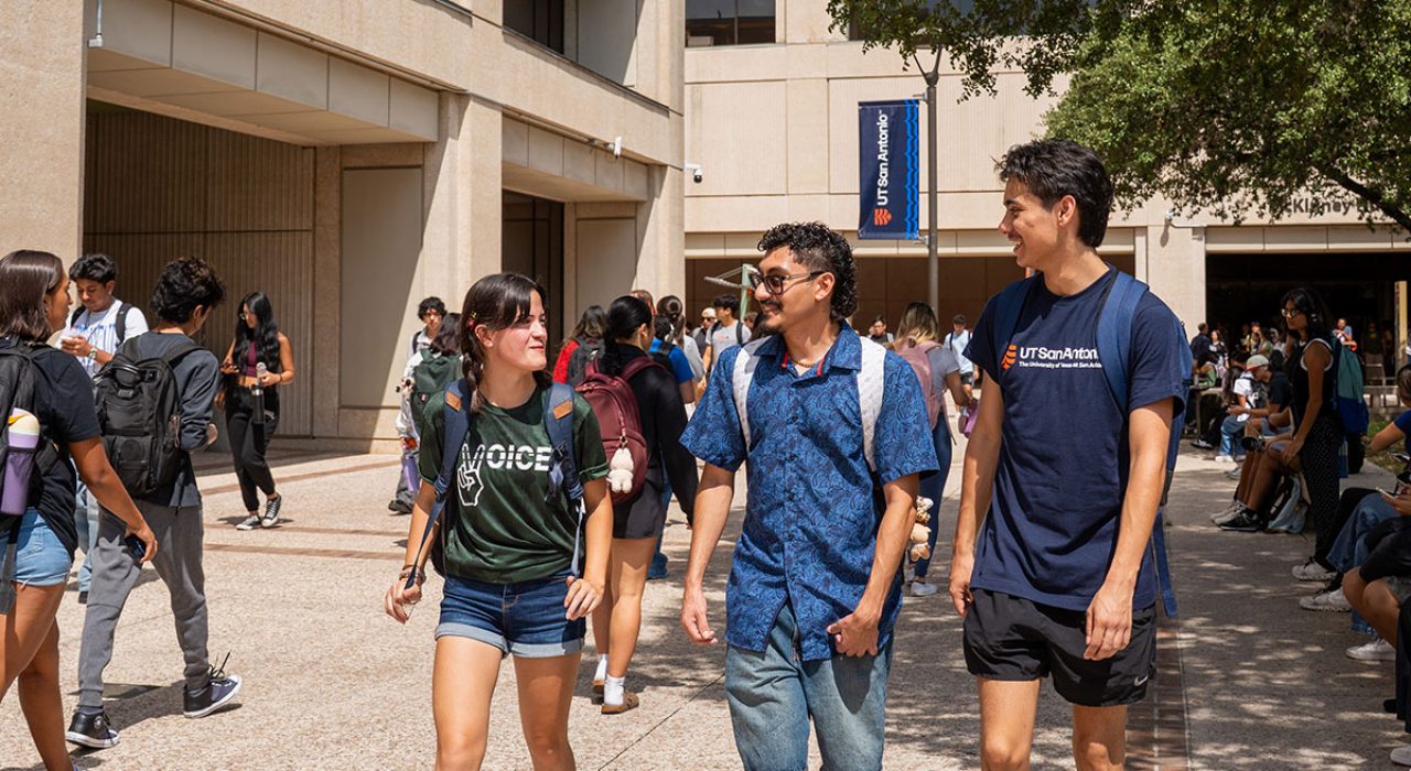 students walking on campus